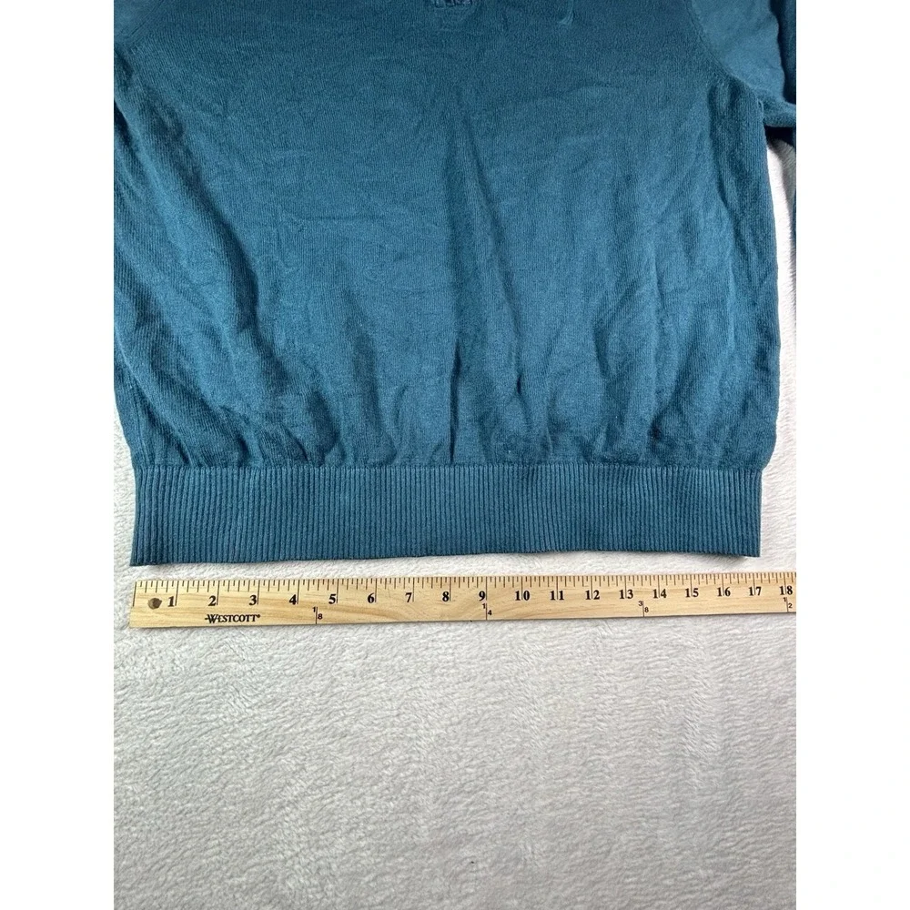 Nautica Mens Teal Blue 1/4 Zip Cotton Knit Pullover Sweater XL Extra Large